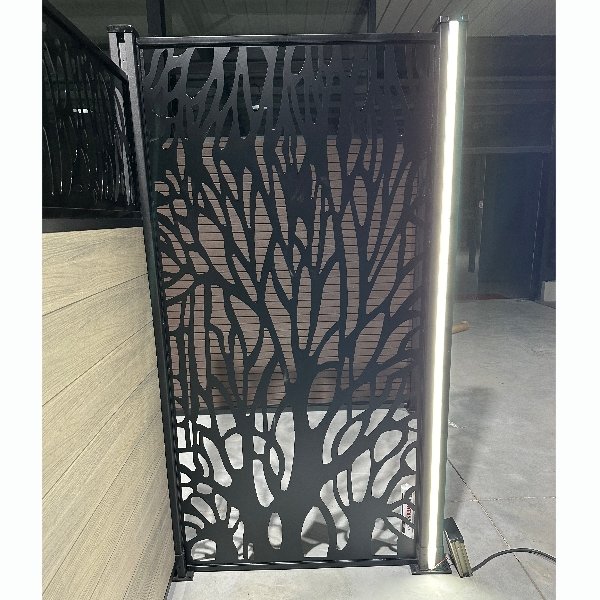 Outdoor pathway waterproof solar led light strip WPC modular trellis fence panel board with aluminum kit accessories