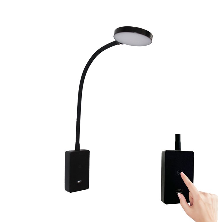 Hotel Easy Installation plug-in wall lamp Foldable touch Memory mounted LED Wall Book Reading Lamp Bedroom USB charging light