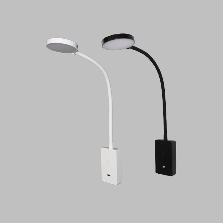 Hotel Easy Installation plug-in wall lamp Foldable touch Memory mounted LED Wall Book Reading Lamp Bedroom USB charging light