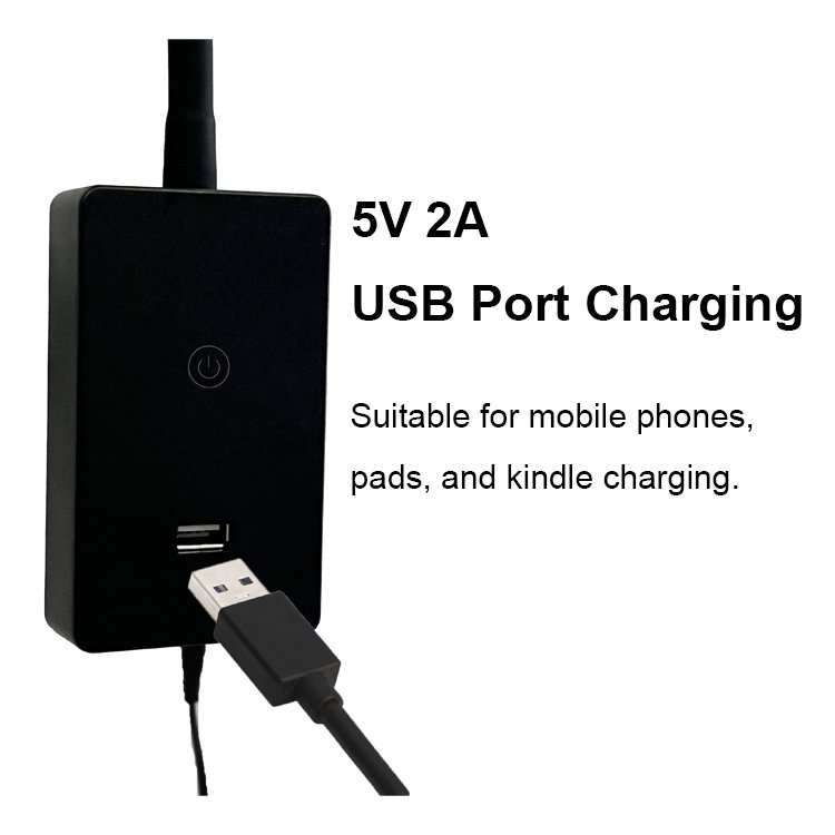 Hotel Easy Installation plug-in wall lamp Foldable touch Memory mounted LED Wall Book Reading Lamp Bedroom USB charging light