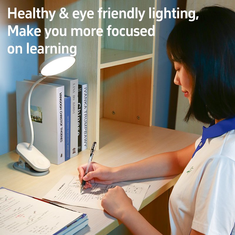 Rechargeable LEDs Clip on Desk Lamp 360 Flexible Gooseneck Reading Table Light Eye-Caring USB Table Lamp Study Read Light