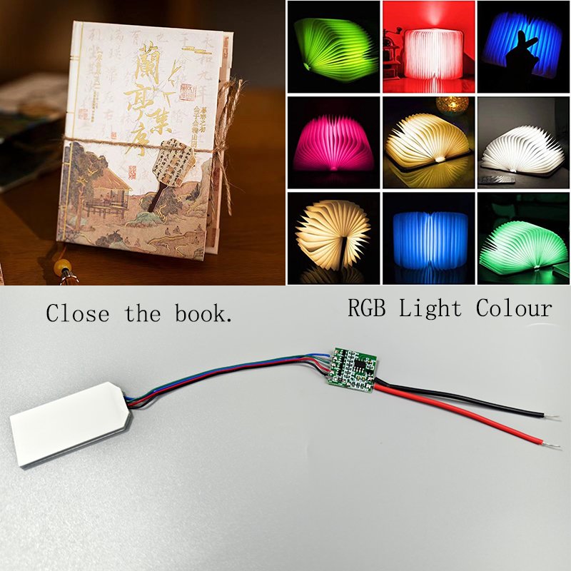 Custom Logo Gifts Book Shape LED Night Light USB Rechargeable Wood Cover Folding Book Light For Kids
