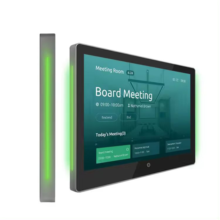 Fast Delivery Wall Mount 10.1 Inch Touch Screen Poe Nfc Rfid Rk3566 Android 11 Led Light Bar Booking Display Meeting Room Tablet