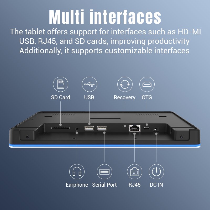 Wall Mount Touch Screen Display POE Power Surrounding LED Light Bar Meeting Room Android Tablet PC Booking System