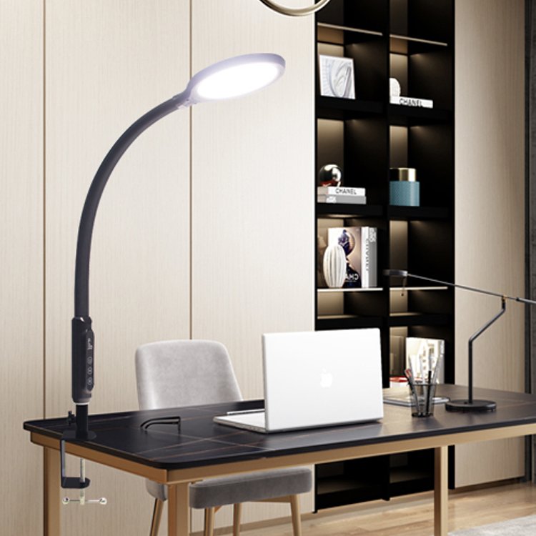 Bright smart remote control long arm led desk lamp table standing reading book light with iron clip for office work business