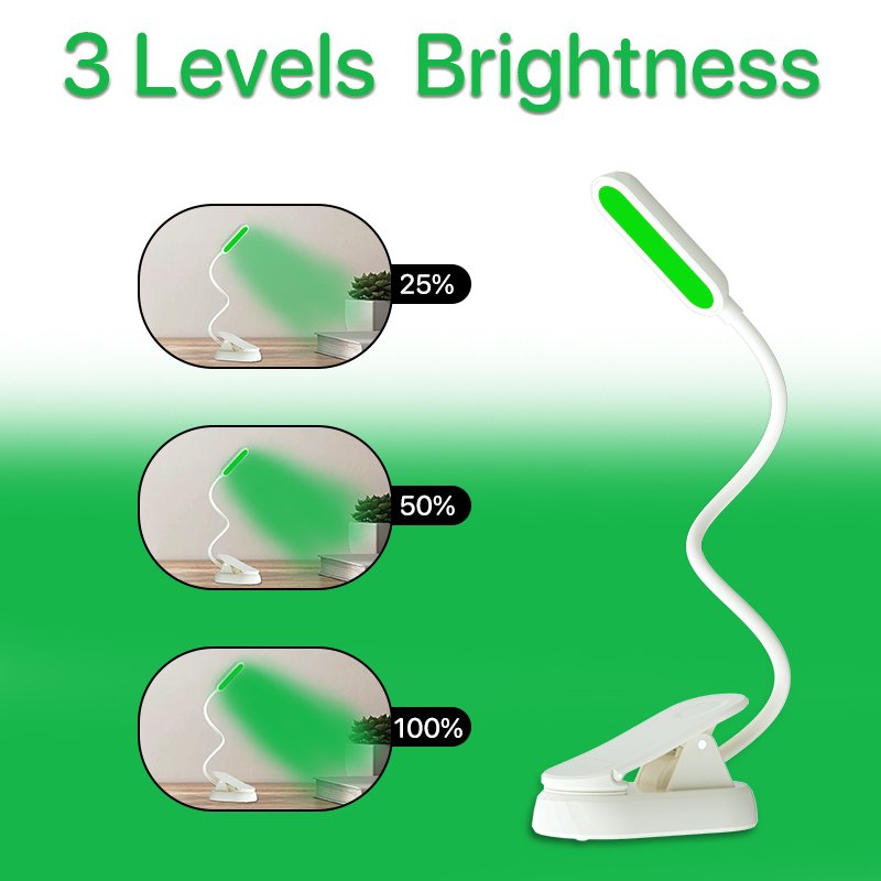 Green Led student eye protection reading lamp creative gift table study lamp Clip book light for Reading