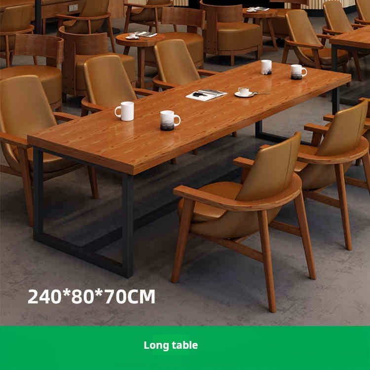 Wholesale Retro Comfort Cafe Book Bar Negotiation Room Solid Wood Cockloft Sofa Table and Chair Set