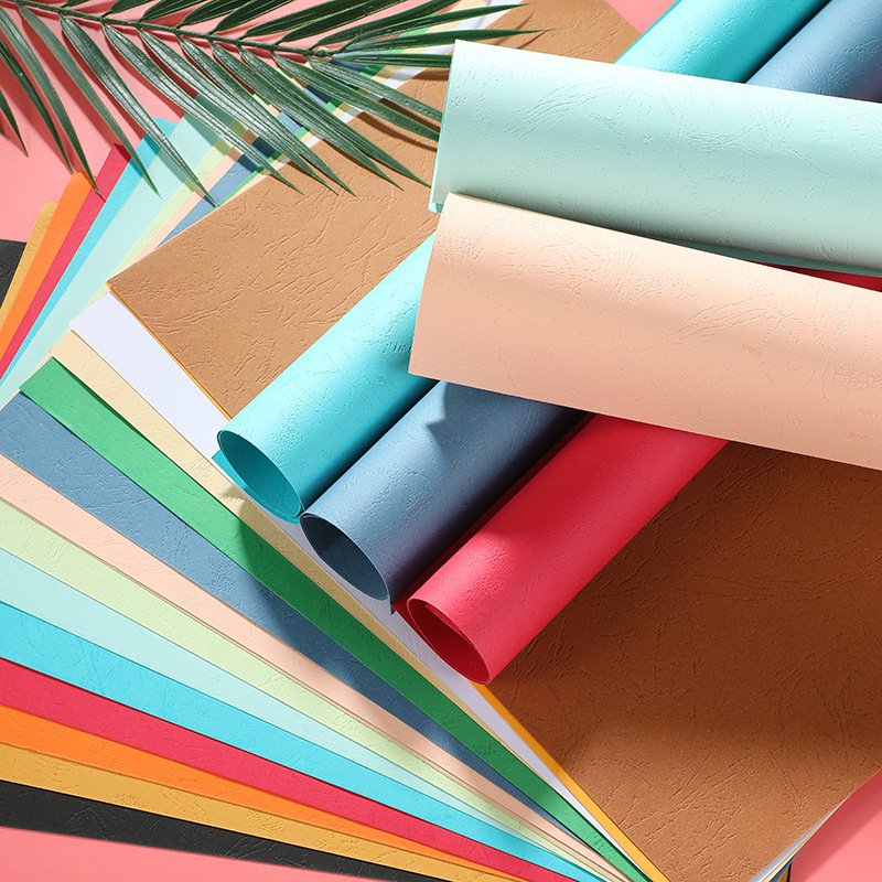 Spot Multi color 230g Leather Pattern Paper A3A4 Colorful Pattern Paper Book Cover Hard Cardboard
