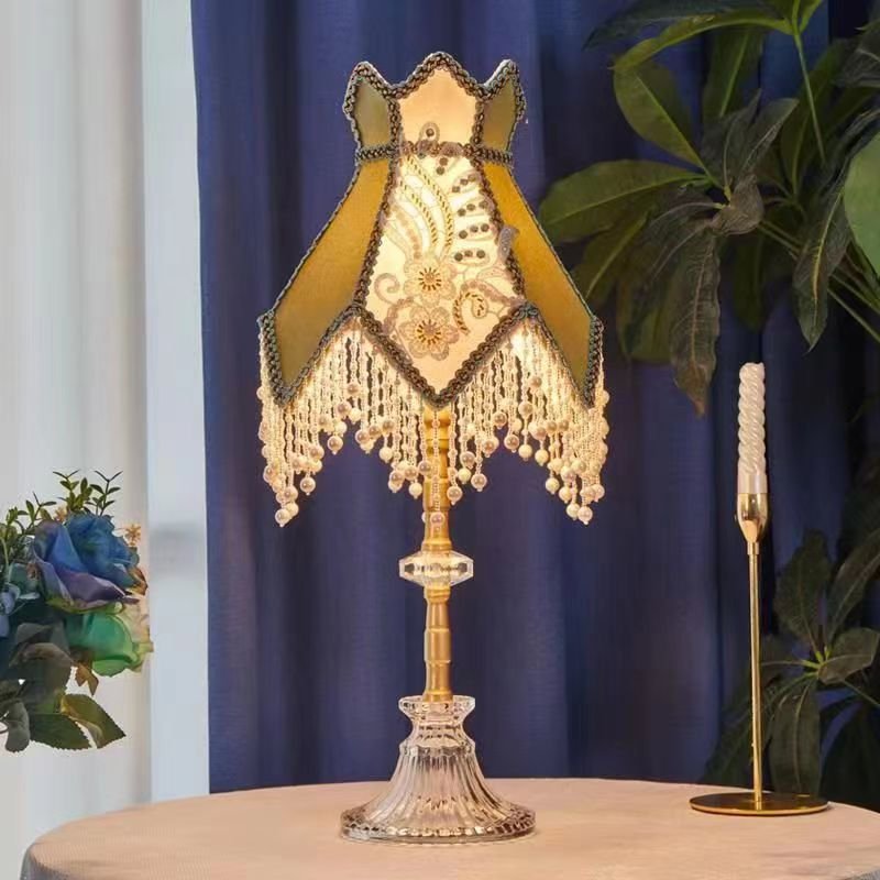 French Table Lamp American Retro Living Room Bedroom Villa European Pastoral Creative Tassels Desk Light