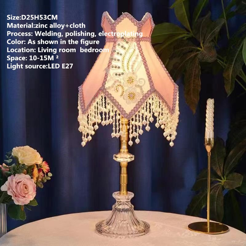 French Table Lamp American Retro Living Room Bedroom Villa European Pastoral Creative Tassels Desk Light