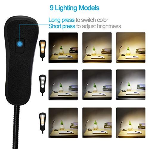 Book Light Rechargeable Reading Lights For Books In Bed With 3 Colors And 9 Brightness LED Book Reading Light With Clip For K