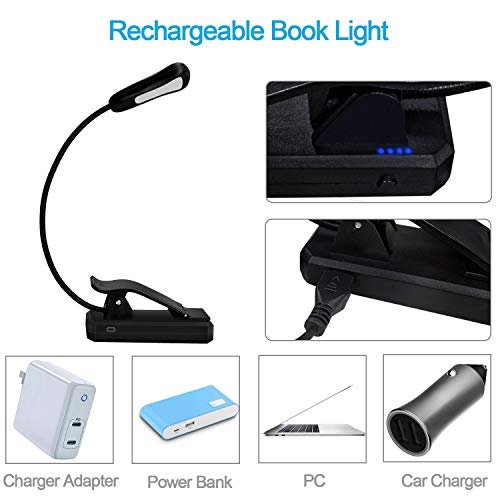 Book Light Rechargeable Reading Lights For Books In Bed With 3 Colors And 9 Brightness LED Book Reading Light With Clip For K