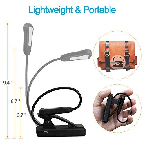 Book Light Rechargeable Reading Lights For Books In Bed With 3 Colors And 9 Brightness LED Book Reading Light With Clip For K