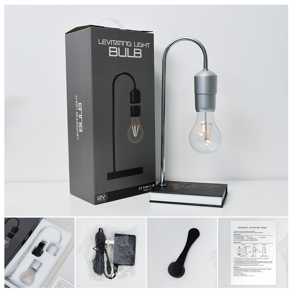 Oval Shape Magnetic Floating Lighting Solutions Levitation Lighting Lamp Bulb with Book Design