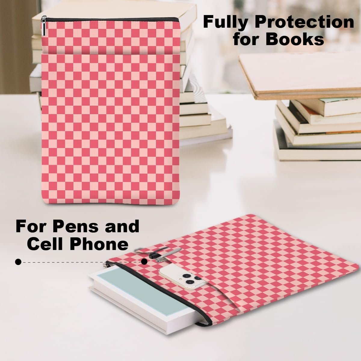Custom Print Zipper Book Sleeve Waterproof Book Cover Portable Kindle Pocket Pouch with Inner Cotton Padding