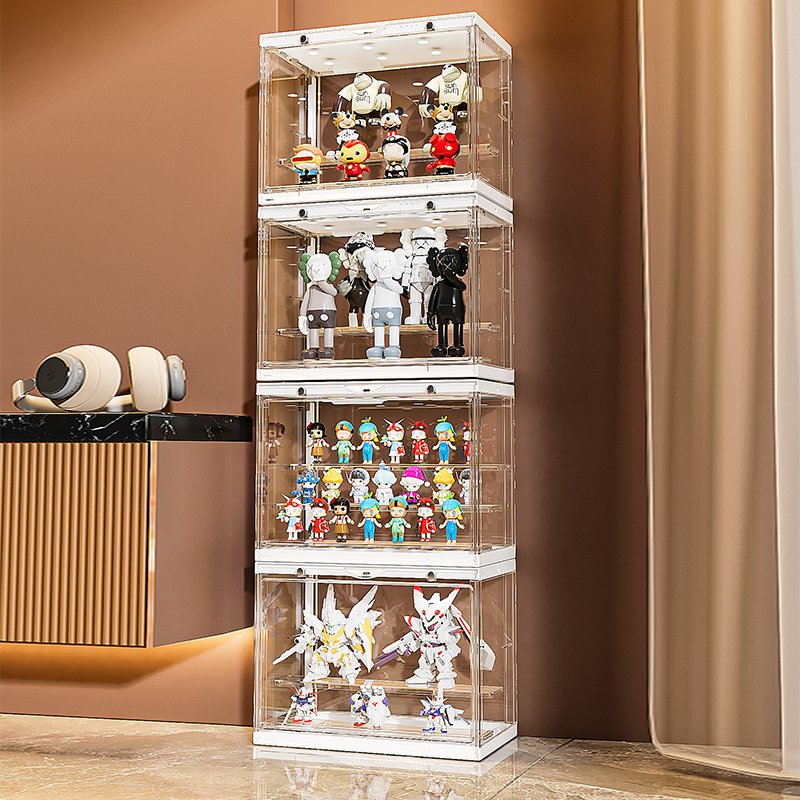 Display Case for Lego Minifigure,action Figure with Shelf Collectibles Storage Assemble Showcase Lighting acrylic light box