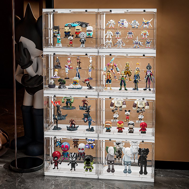 Display Case for Lego Minifigure,action Figure with Shelf Collectibles Storage Assemble Showcase Lighting acrylic light box