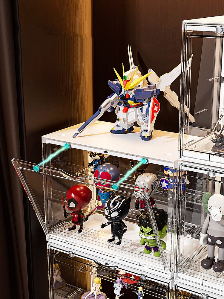 Display Case for Lego Minifigure,action Figure with Shelf Collectibles Storage Assemble Showcase Lighting acrylic light box