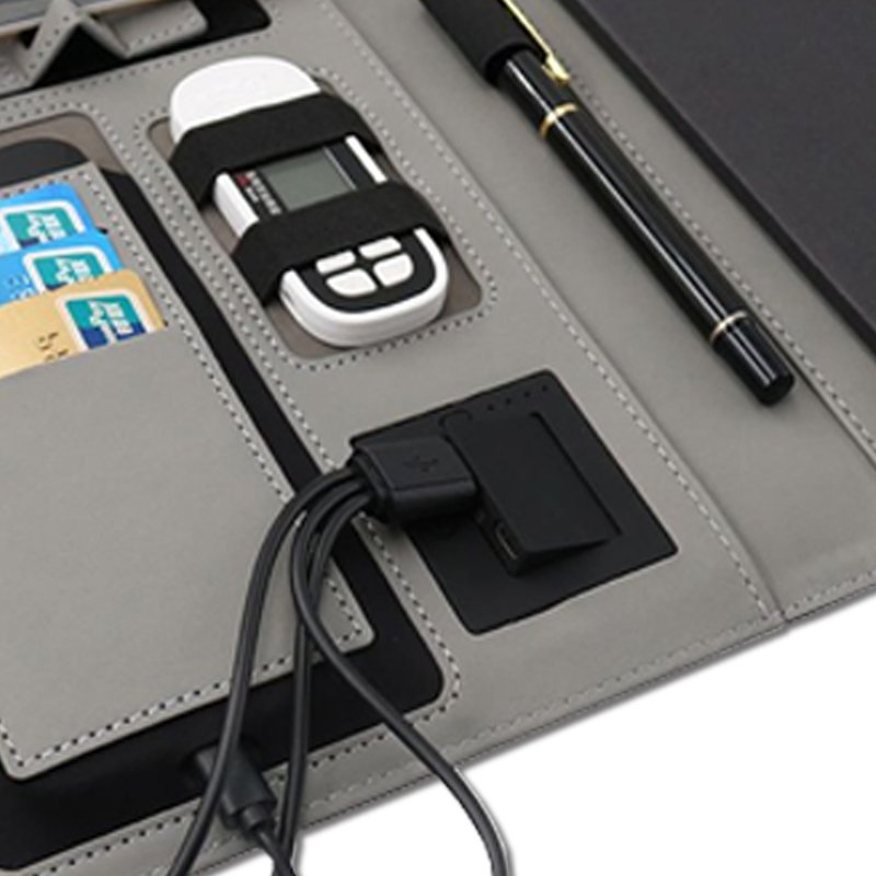LOKE A5 Digital Planner Wirelesspower Banktebook with Powerbannote Bookocket Card Holder Smart1 Oppybagft Leather Spiral Binding