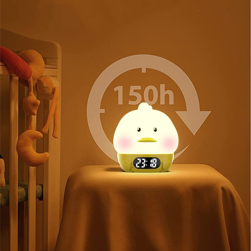 Lonvel Animal Duck Shape Baby Kids Duck Night Light Bedroom Recharge Sleep Timed Children's Creative Silicone Table Lamp & Toy