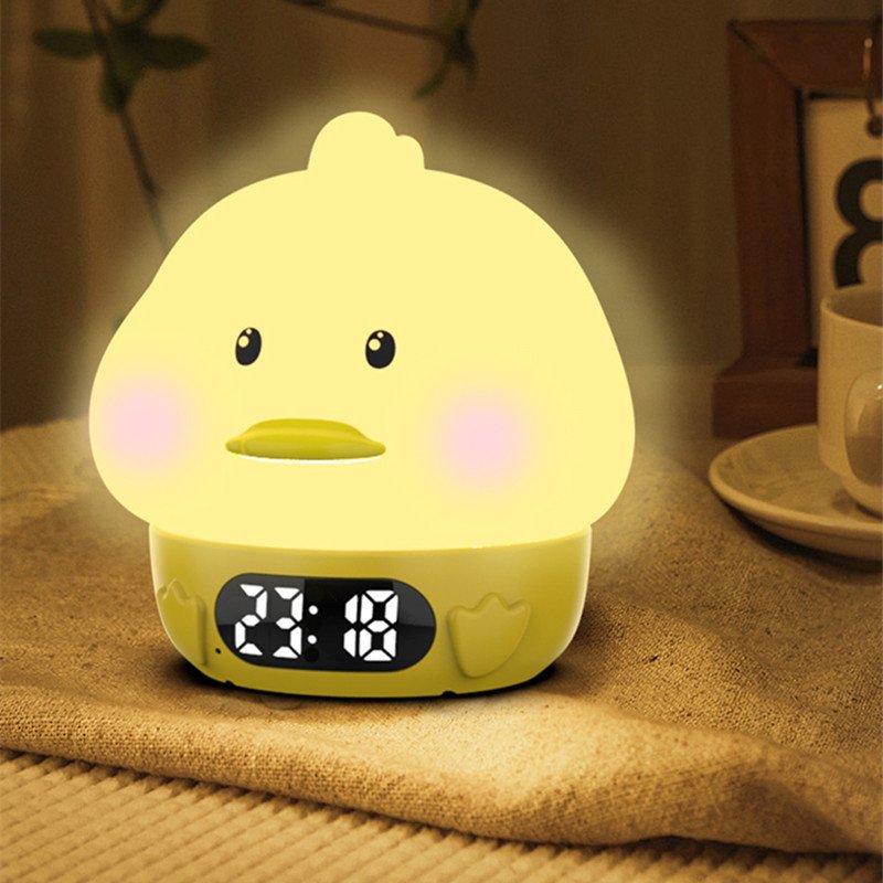 Lonvel Animal Duck Shape Baby Kids Duck Night Light Bedroom Recharge Sleep Timed Children's Creative Silicone Table Lamp & Toy