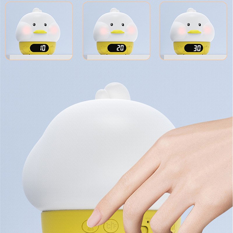 Lonvel Animal Duck Shape Baby Kids Duck Night Light Bedroom Recharge Sleep Timed Children's Creative Silicone Table Lamp & Toy