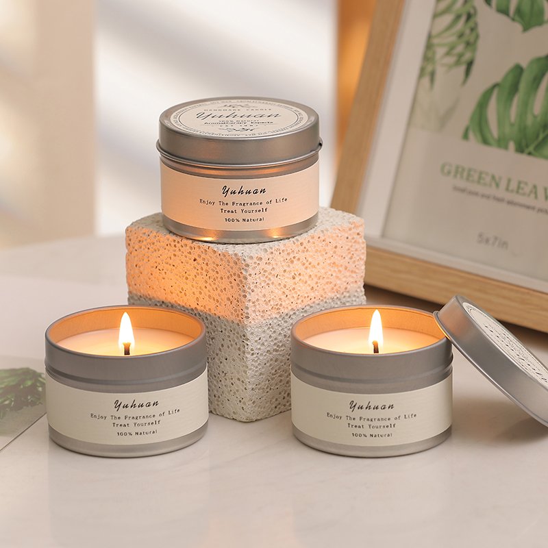 Luxury Silver Custom Candle Jar Gift Set Aromatherapy Scented Tin Candles Soy Wax Scented candles wholesale factory