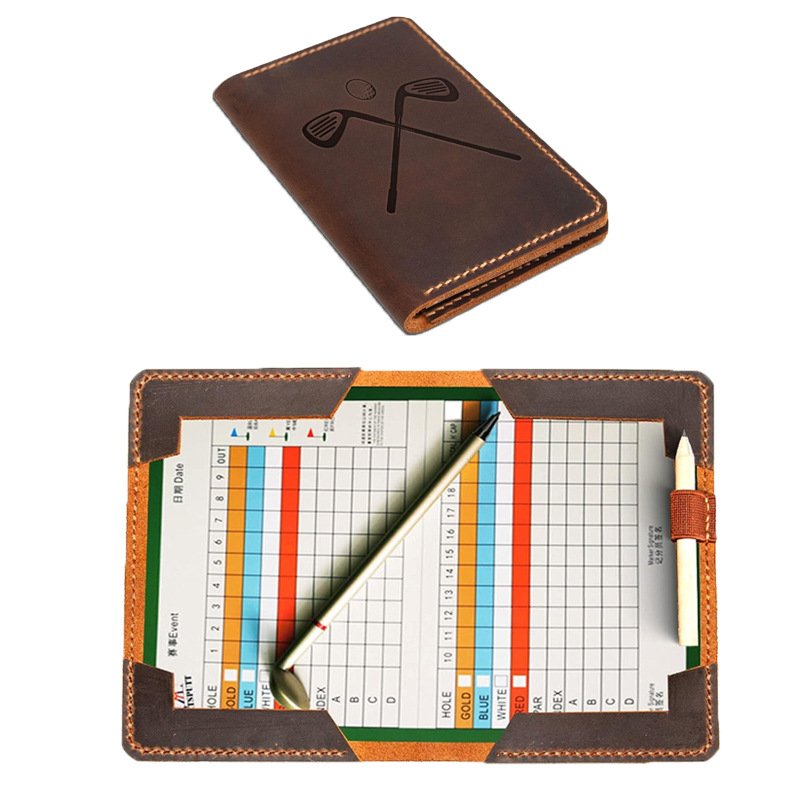 Handmade Genuine Leather Golf Scorecard Holder Custom Yardage Book Cover for Golfers Golf Accessories Father Day Gifts