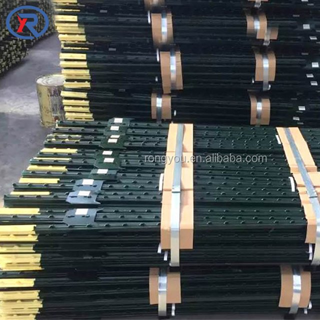 Green painted 7ft T fence pole with galvanized wire/Light duty 1.08lbs/ft steel metal iron American market fence studded T post