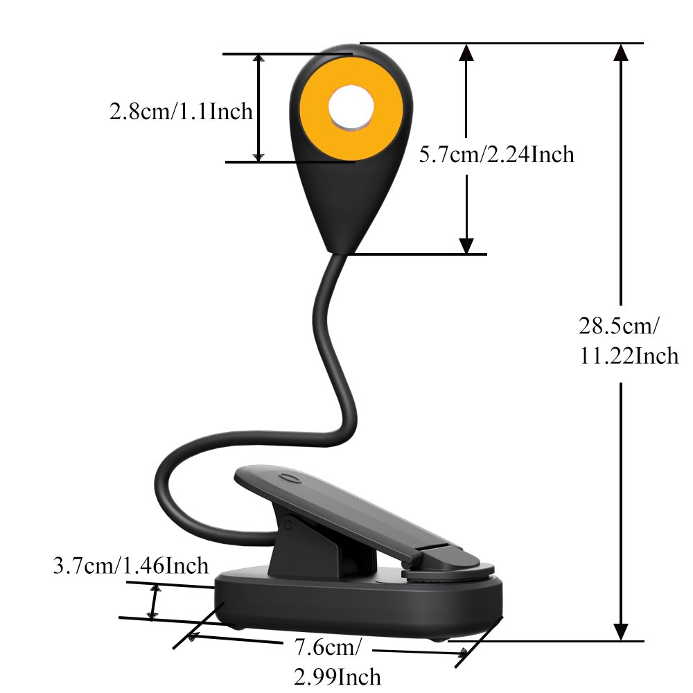 3 Colors Book light Round Dimmable Clip No Blu-ray 12 LED Reading Book Lamp