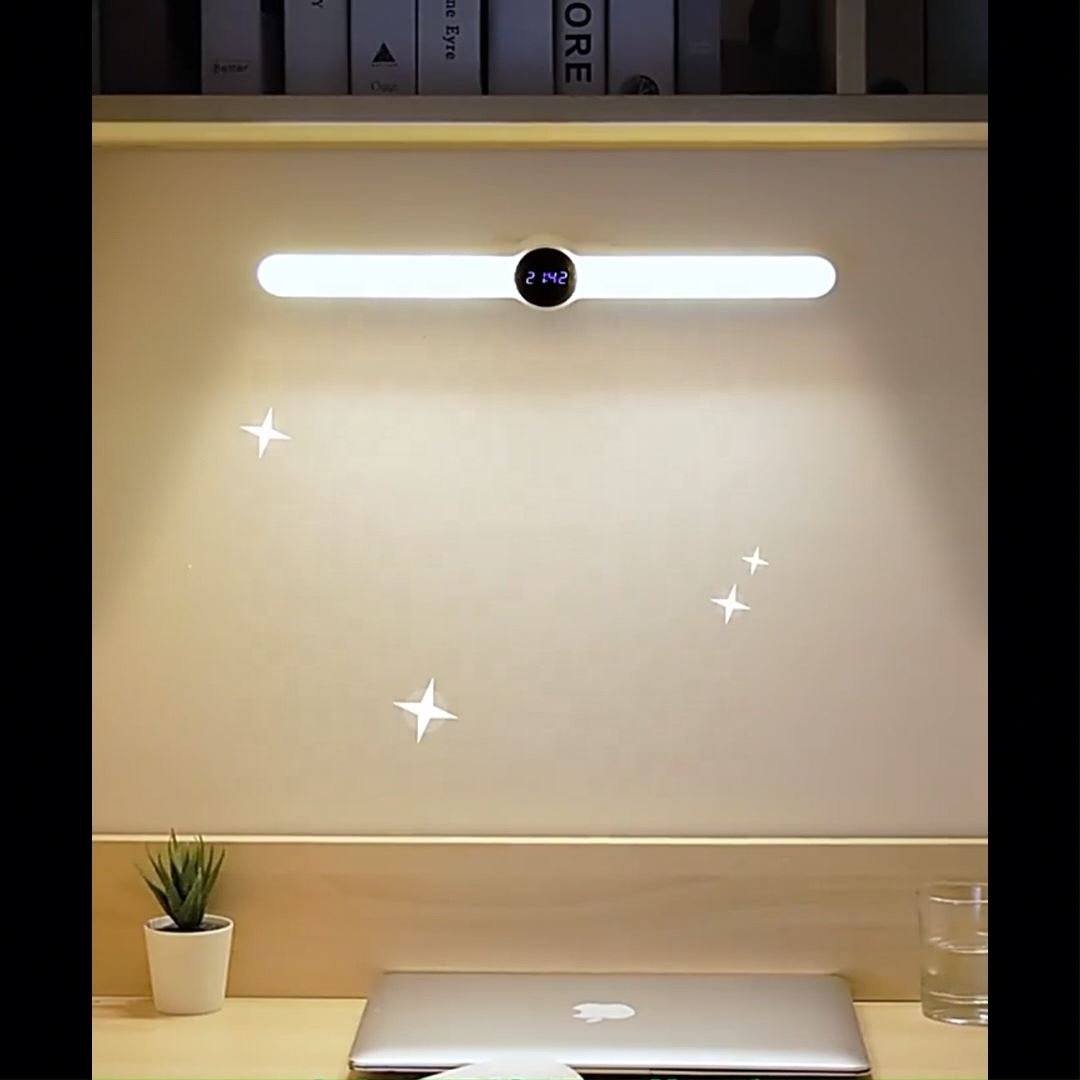 Shingel Table Lamp Clock Usb Led Light Hanging Magnetic Cabinet Desk Lamp Chargeable Stepless Dimming Reading Lamp