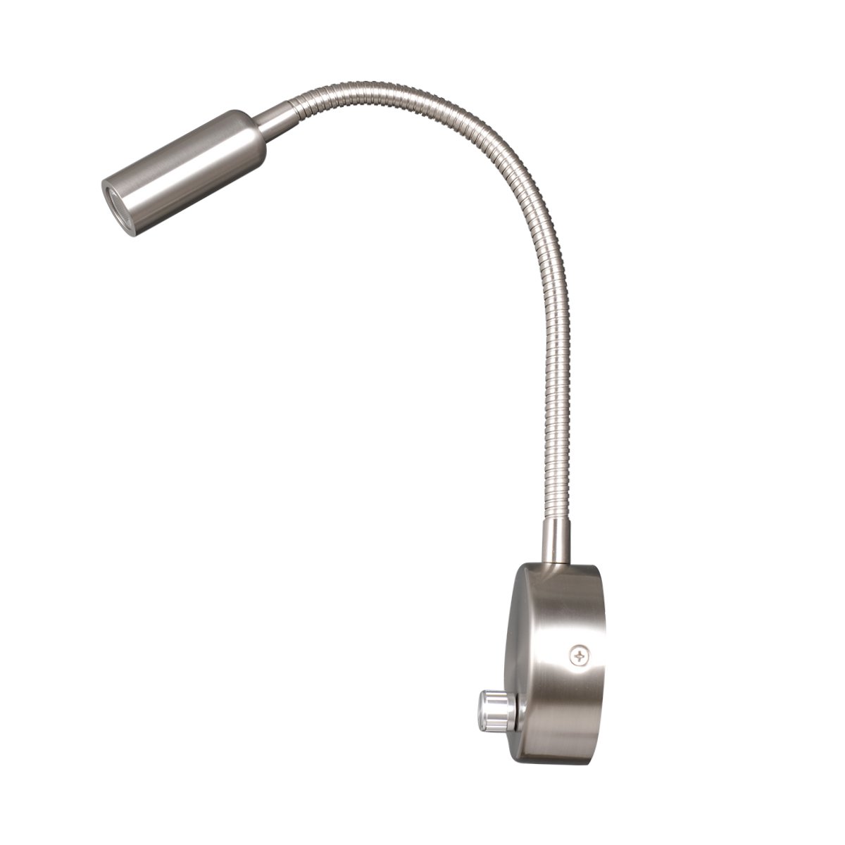 Manual Control Dimmable Flexible Gooseneck Wall Lamp Reading Lights for Books in Bed 3w /surface nickel /3000k/AC 220V