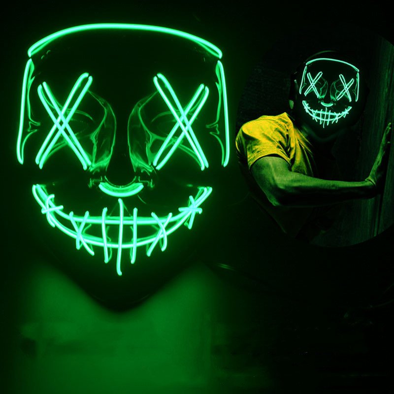 Hot selling Festival Cosplay Carnival Parties EL Wire Scary Halloween LED light up Purge Mask