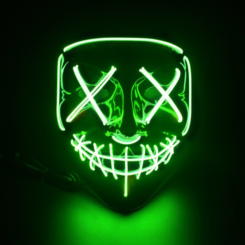 Hot selling Festival Cosplay Carnival Parties EL Wire Scary Halloween LED light up Purge Mask