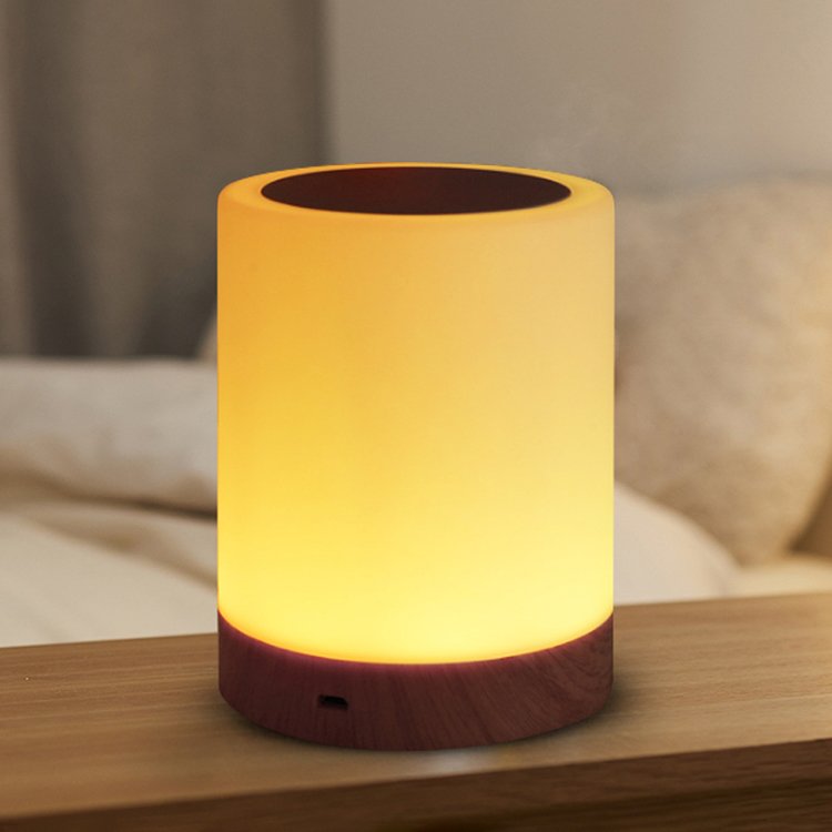 Cylindrical Lighting Fixtures Reading Light Desk Night Lighting Wooden Table Lamp Comfortable Warm Portable Lamp Convenient