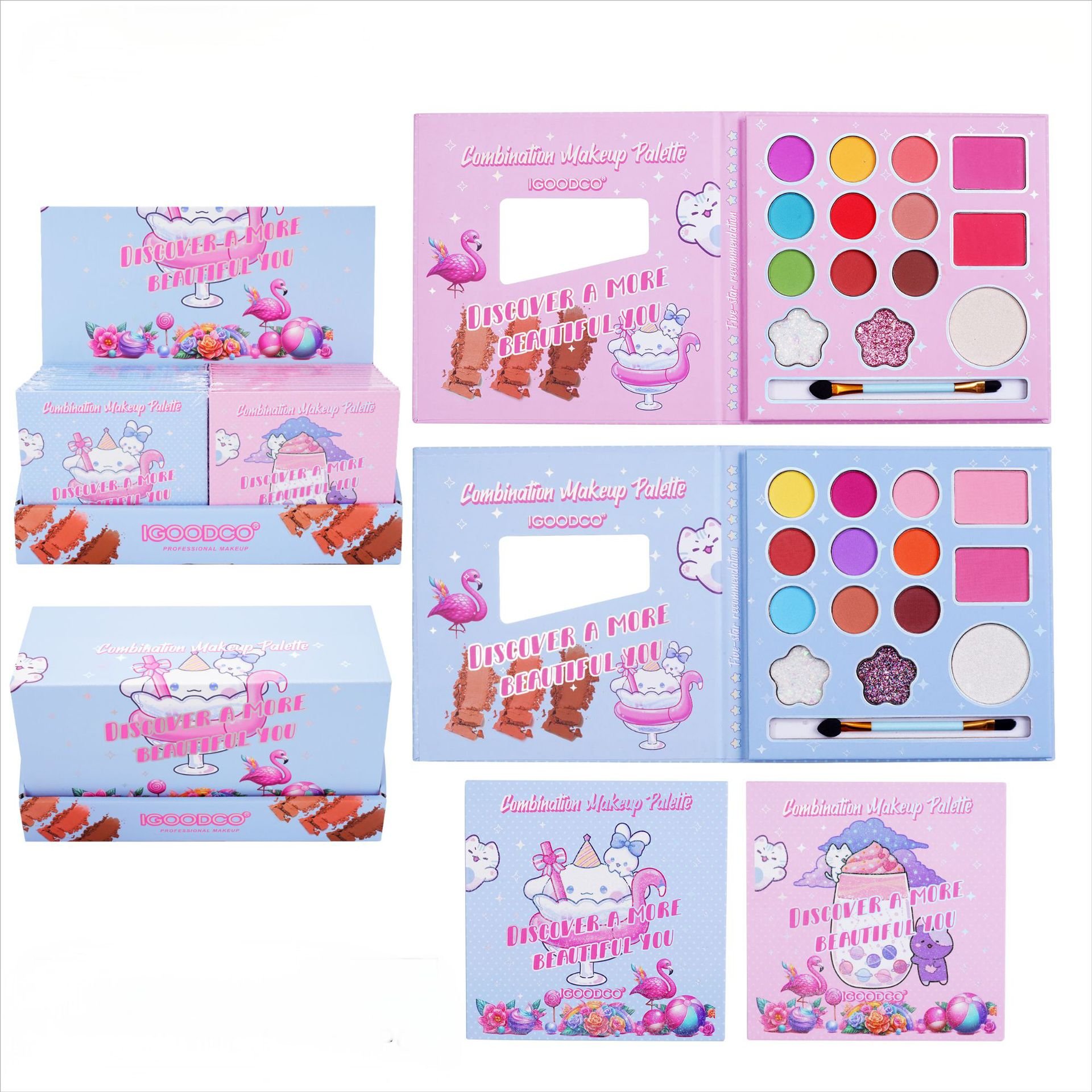24 pcs/box 17 Color IGOODCO Eye Shadow with brush Book stage performance Pressed Glitter Eyeshadow Factory Direct Waterproof