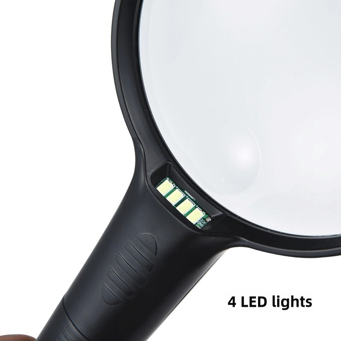 LED reading magnifier portable handheld magnifying lens light magnifi glass for books crafts jewelry 5X 15X magnification