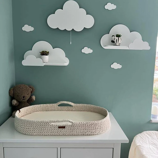 Children MDF Wooden Cloud Shelves with Led light wooden rack shelf display children decorative book cloud wall shelf