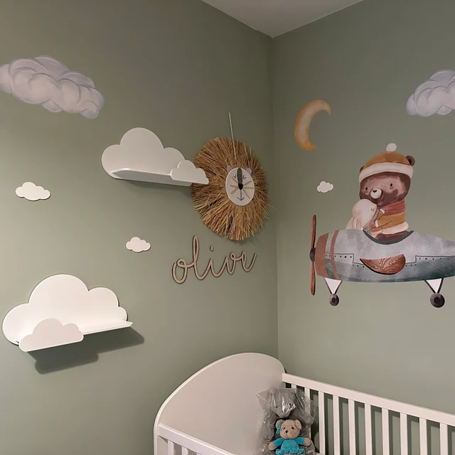 Children MDF Wooden Cloud Shelves with Led light wooden rack shelf display children decorative book cloud wall shelf