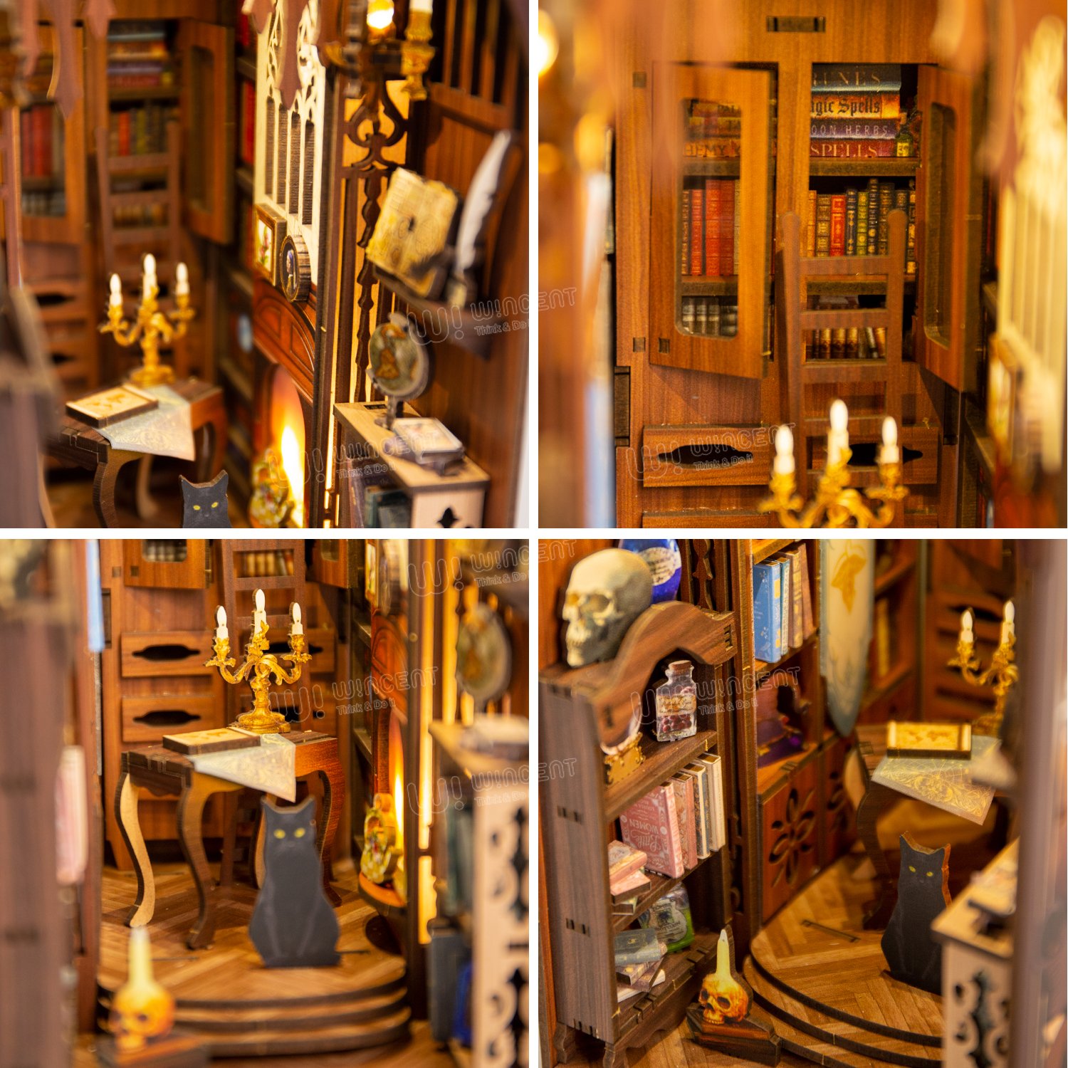 Magic World Liberary Bookend Human Body Sensor Light Wood Laser Cut And UV Print DIY Gift Exquisite Details Kids Book End