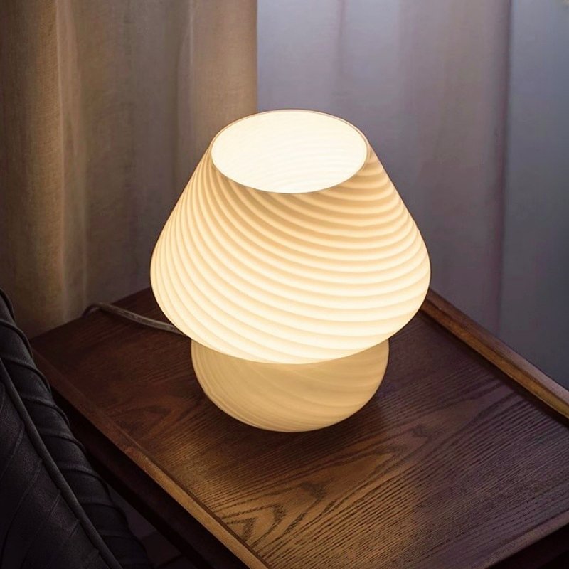 USB Vintage LED Mushroom Table Lamp Novelty Dimmable Glass Hotel Desk Light Bedroom Bedside Living Room Bar Decor Reading Light