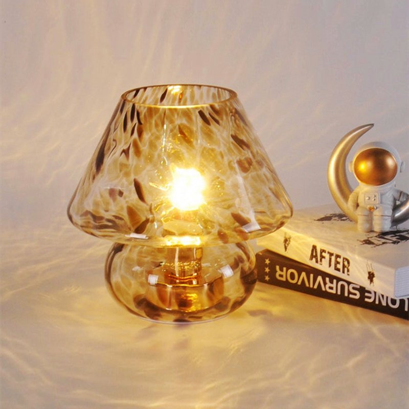 USB Vintage LED Mushroom Table Lamp Novelty Dimmable Glass Hotel Desk Light Bedroom Bedside Living Room Bar Decor Reading Light