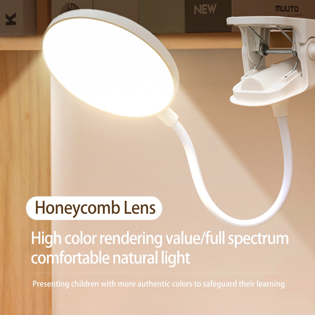 YOLOMO LED Clip Reading Book Light Usb Charging Clamp Lamp with Flexible Neck Rechargeable Table Lamp