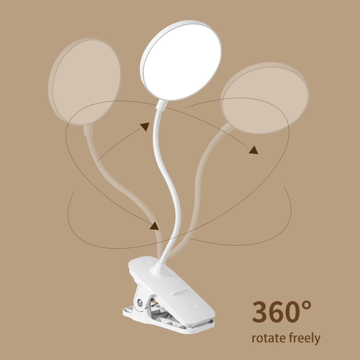 YOLOMO LED Clip Reading Book Light Usb Charging Clamp Lamp with Flexible Neck Rechargeable Table Lamp