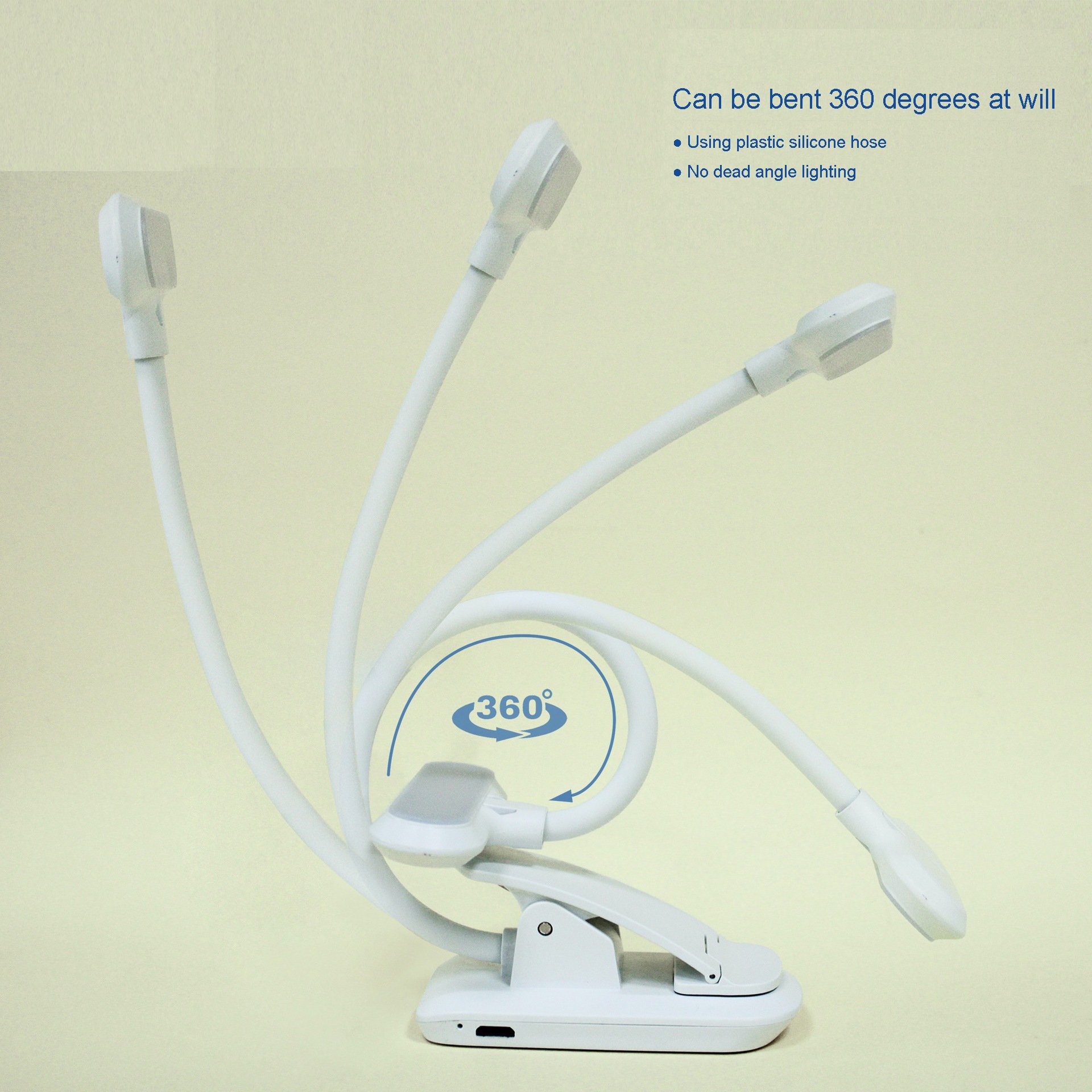 2023 New Design Wholesale Logo Customized Wide Amber Book Light Led Dimmable Bedside Reading Lamp Clip on Book Light