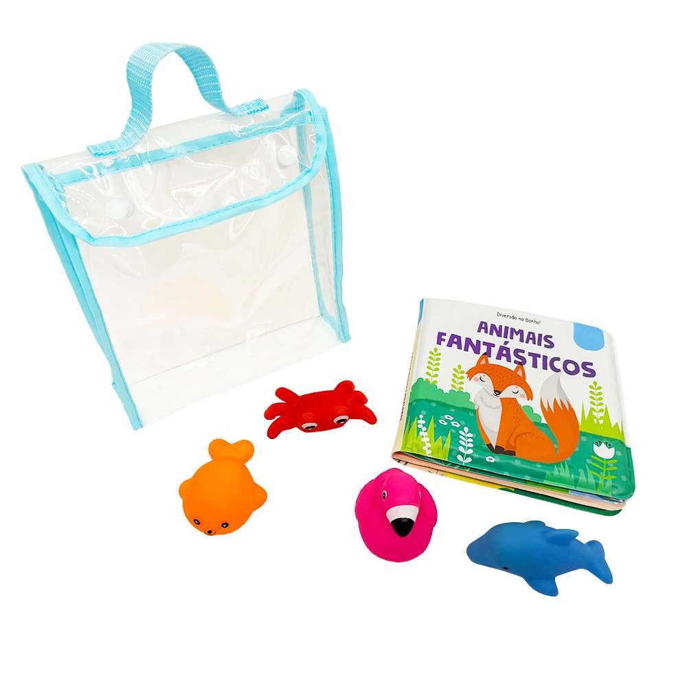 NEW Cut Carton Animal Bath Book with 4 Bath Toys Set for Kids Early Educational Waterproof Bathroom Toys