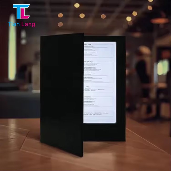 Oem Acrylic Restaurant Menu Display Table A4 A3 Menu Stand With Led Light
