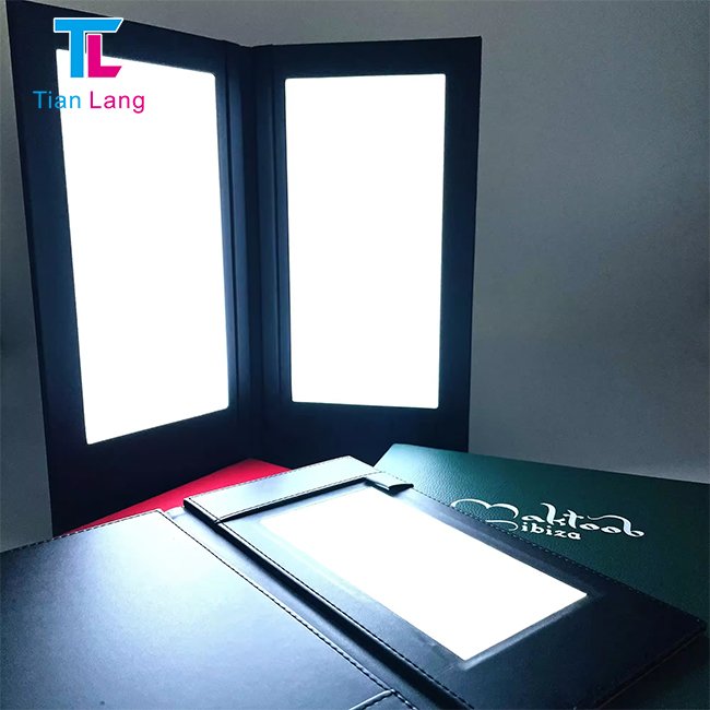 Oem Acrylic Restaurant Menu Display Table A4 A3 Menu Stand With Led Light