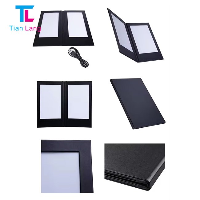 Oem Acrylic Restaurant Menu Display Table A4 A3 Menu Stand With Led Light