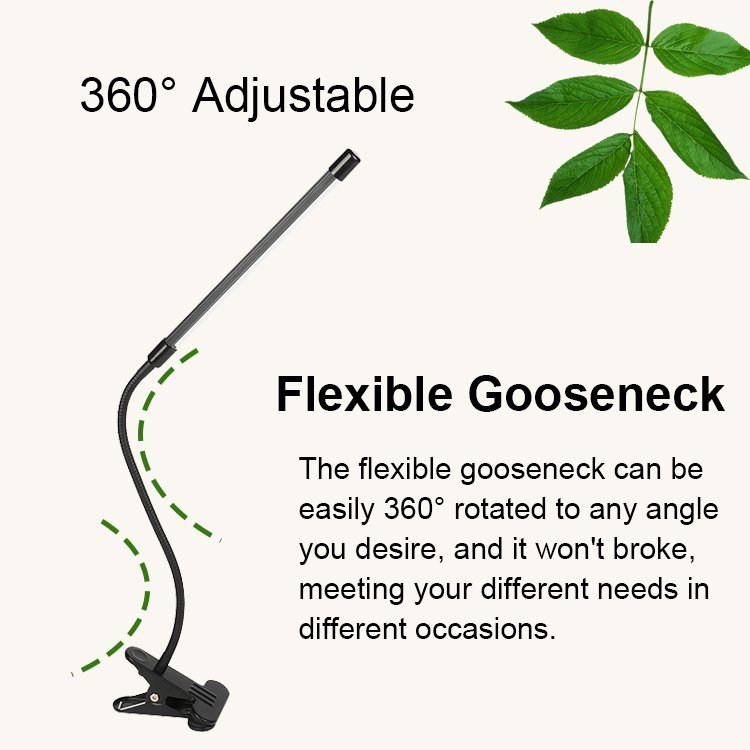 Modern Switch control 7W Flexible Gooseneck Dimmable Timer LED USB Clip lamp Book Reading Light Table Lamp With Clip